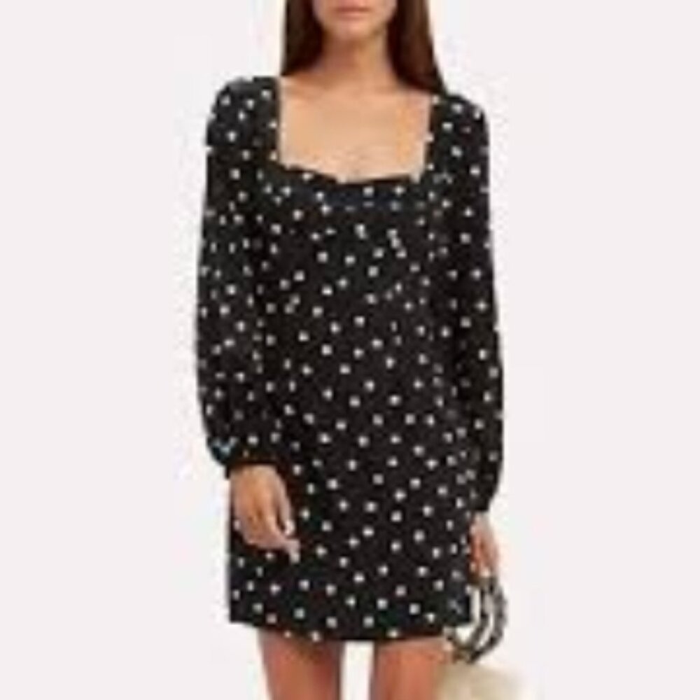 Intermix 100% Silk Long Sleeve April Polka Dot Dress XS $325 - Picture 9 of 14